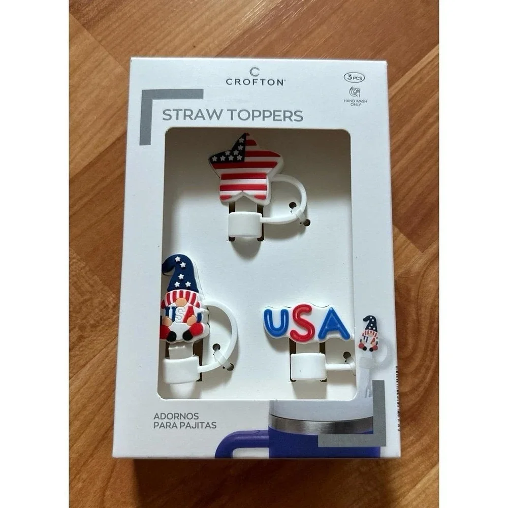 Crofton Americana 3pk Straw Toppers